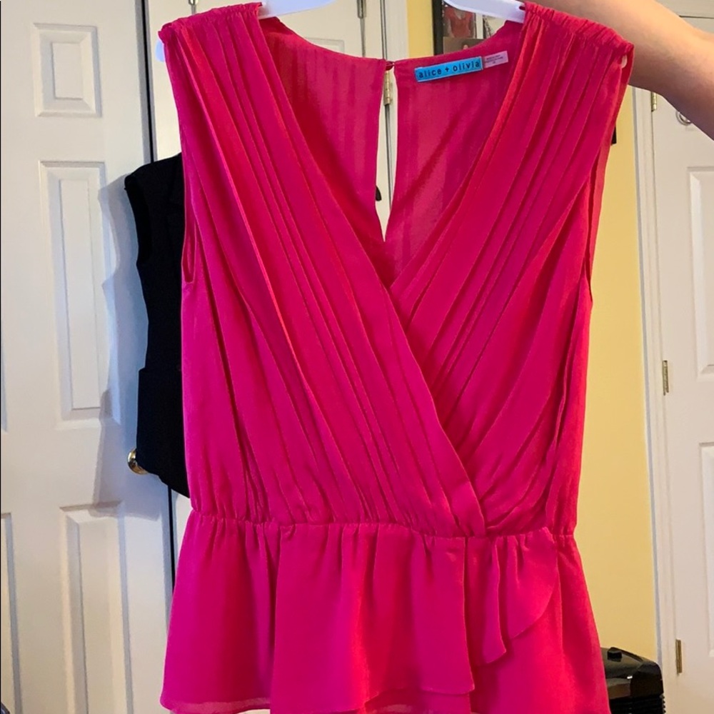 Alice + Olivia hot bright pink blouse